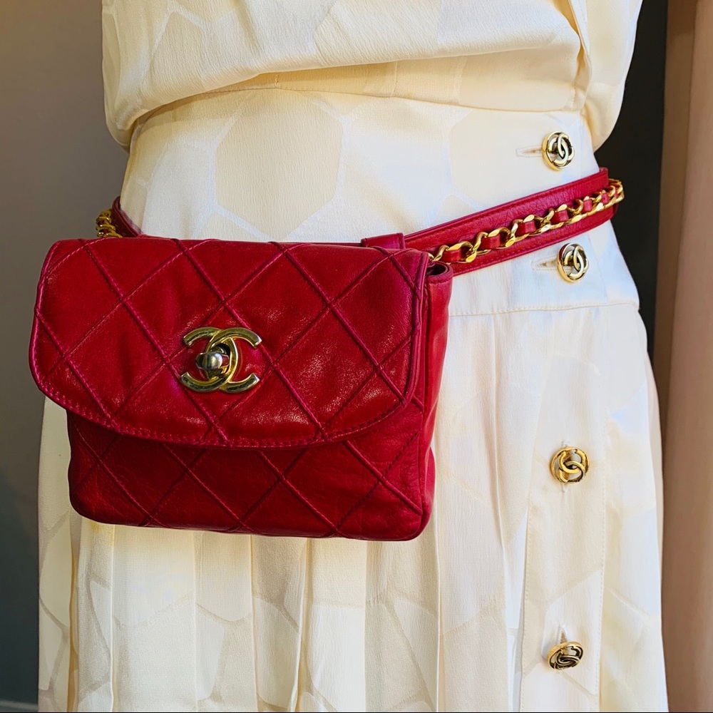 CHANEL vintage belt bag, waist purse red